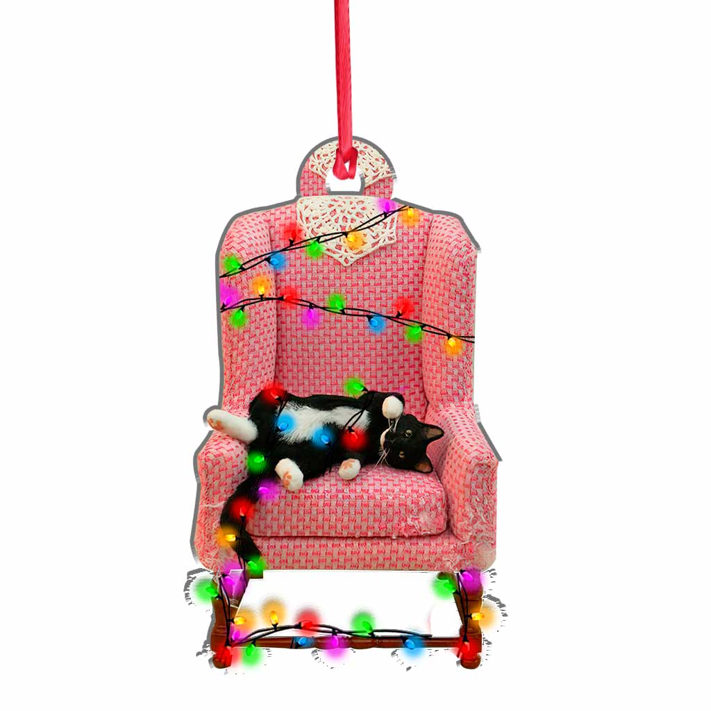 Sleepy Kitty Purr Purr Purr - Christmas Cat Ornament (Printed On Both Sides)