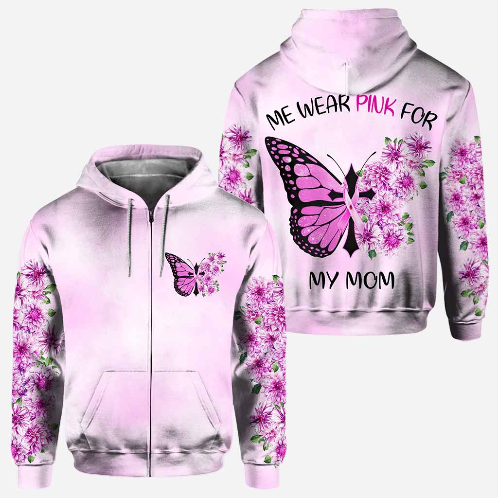 We Wear Pink for My Mom - Personalized Breast Cancer Awareness All Over T-shirt and Hoodie
