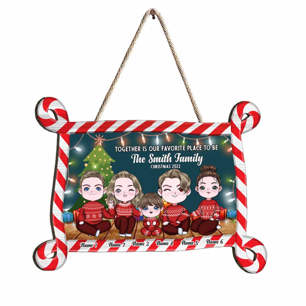 Together Is Our Favorite Place To Be Christmas 2022 - Personalized Family Wood Sign