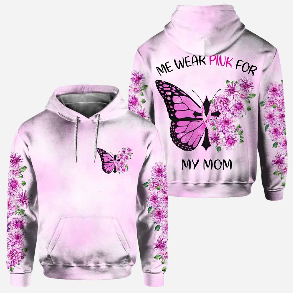 We Wear Pink for My Mom - Personalized Breast Cancer Awareness All Over T-shirt and Hoodie