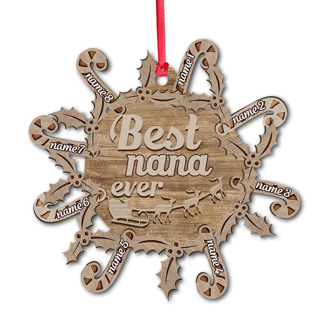 Best Grandma Ever - Personalized Christmas Grandma Ornament (Printed On Both Sides)
