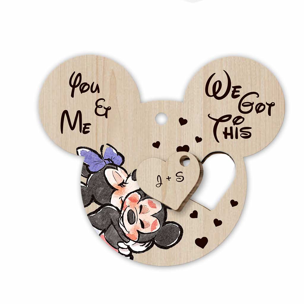 You And Me We Got This - Personalized Christmas Mouse Wooden Card Pop Out Ornament