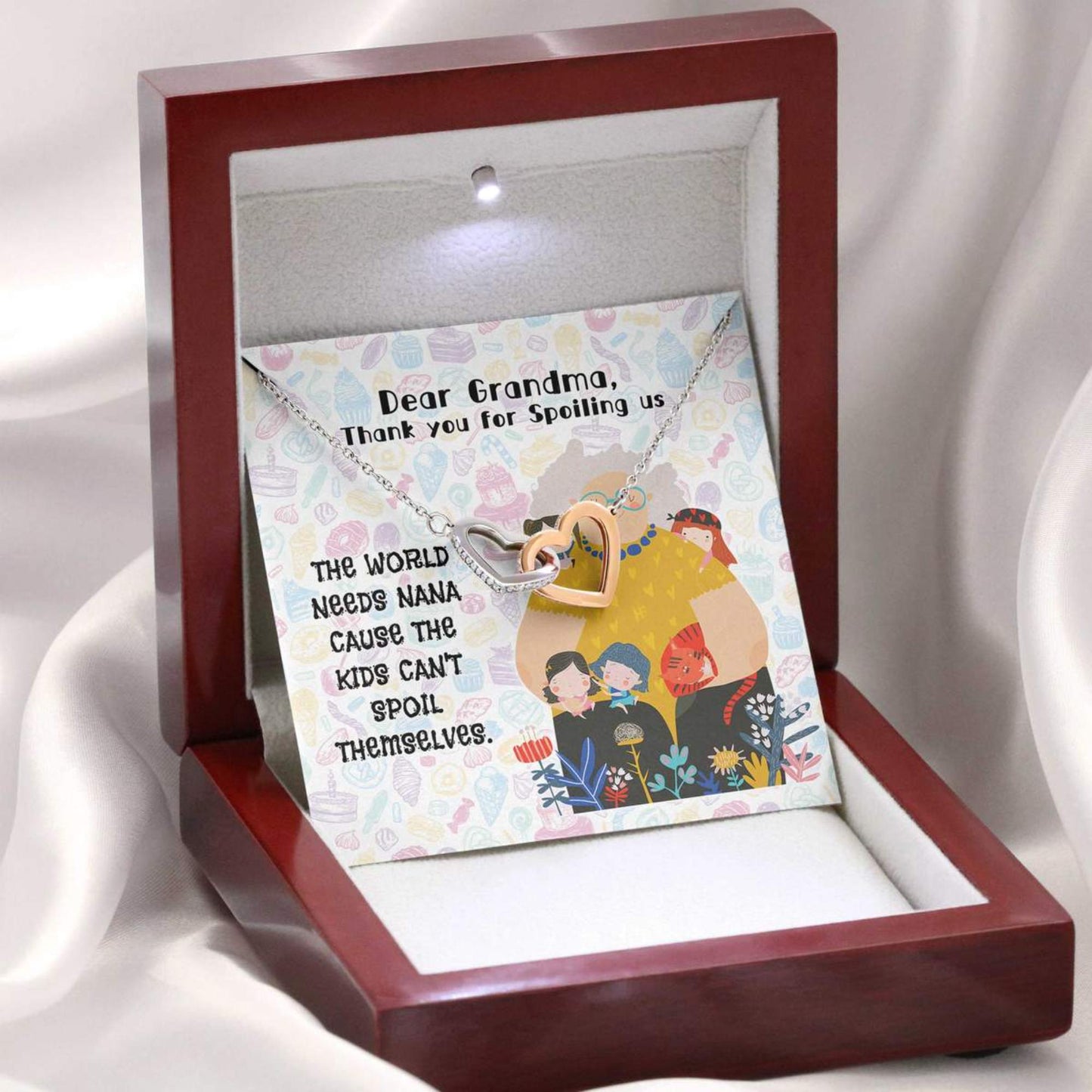 Funny & Cute Gift For Your Cool Nana On Mother's Day - Grandma Two Hearts Necklace 0921