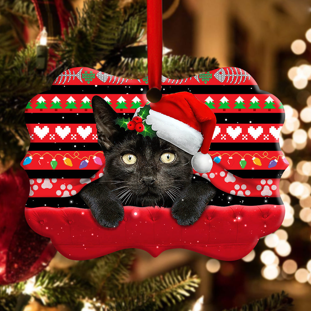 Christmas Black Cat Funny Xmas - Cat Ornament (Printed On Both Sides) 1022