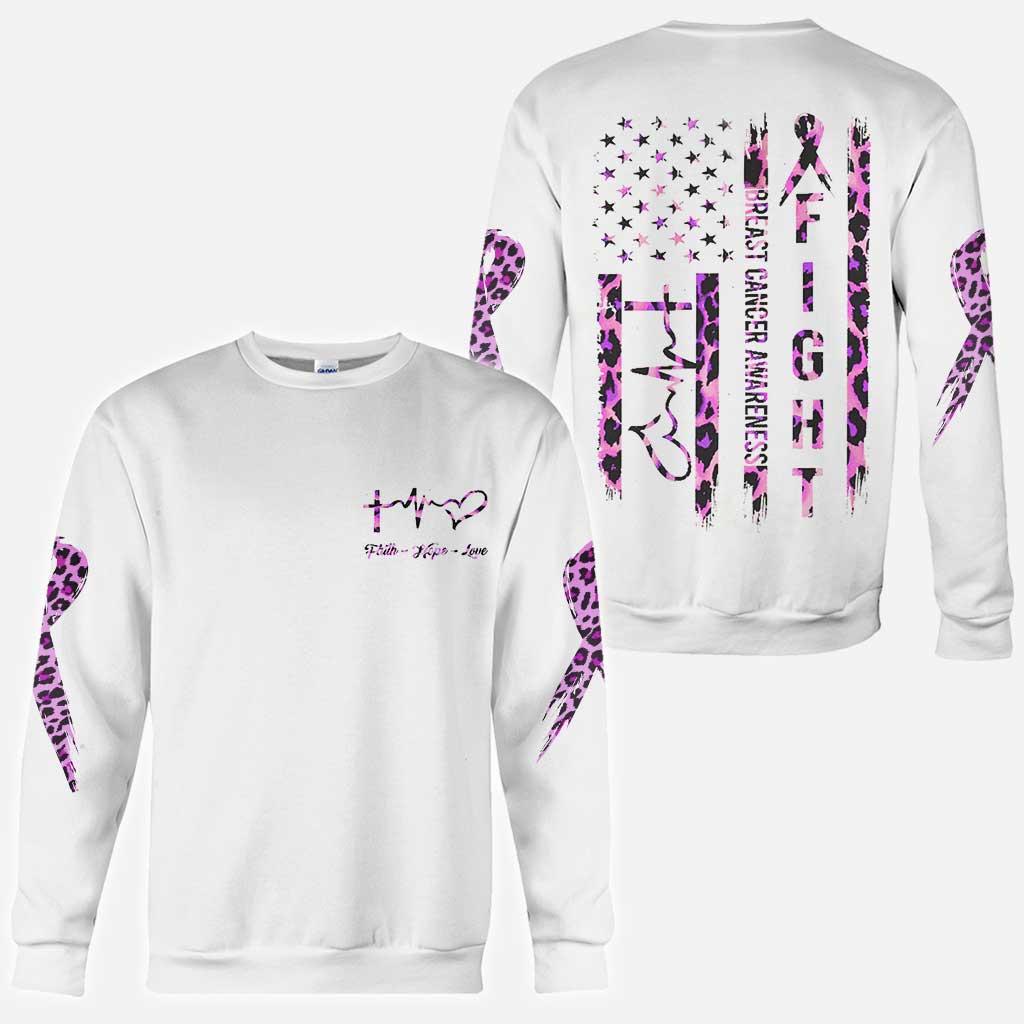 Breast Cancer Leopard Flag Breast Cancer Awareness All Over T-shirt and Hoodie