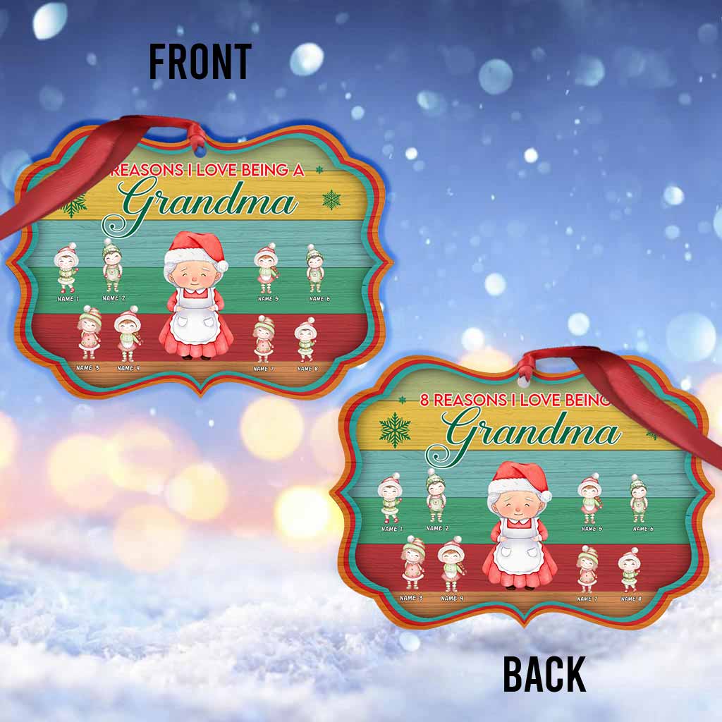 Reasons I Love Being A Grandma - Personalized Christmas Grandma Ornament (Printed On Both Sides)