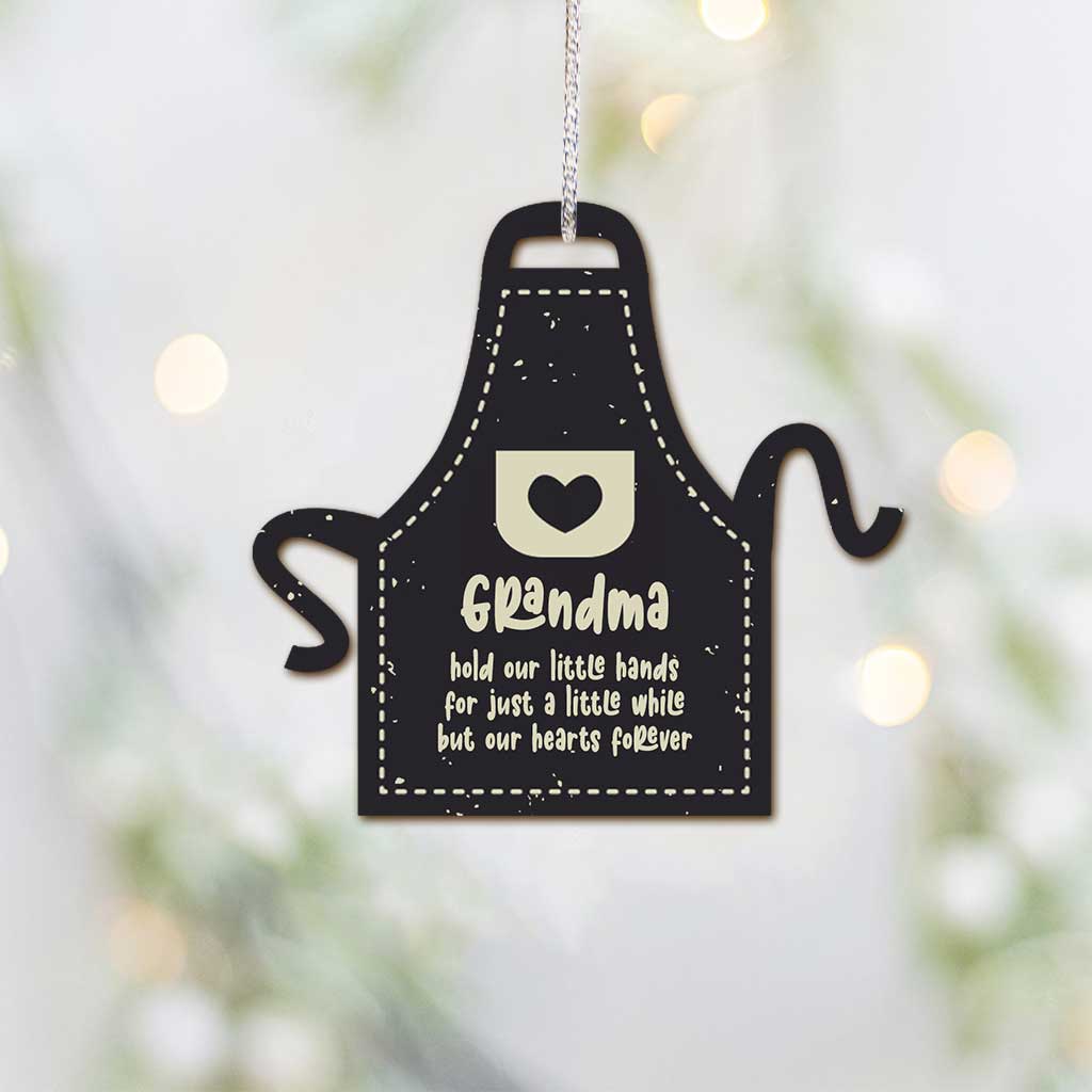 Grandma's Apron With Lovely Handprints - Personalized Christmas Grandma Ornament (Printed On Both Sides)