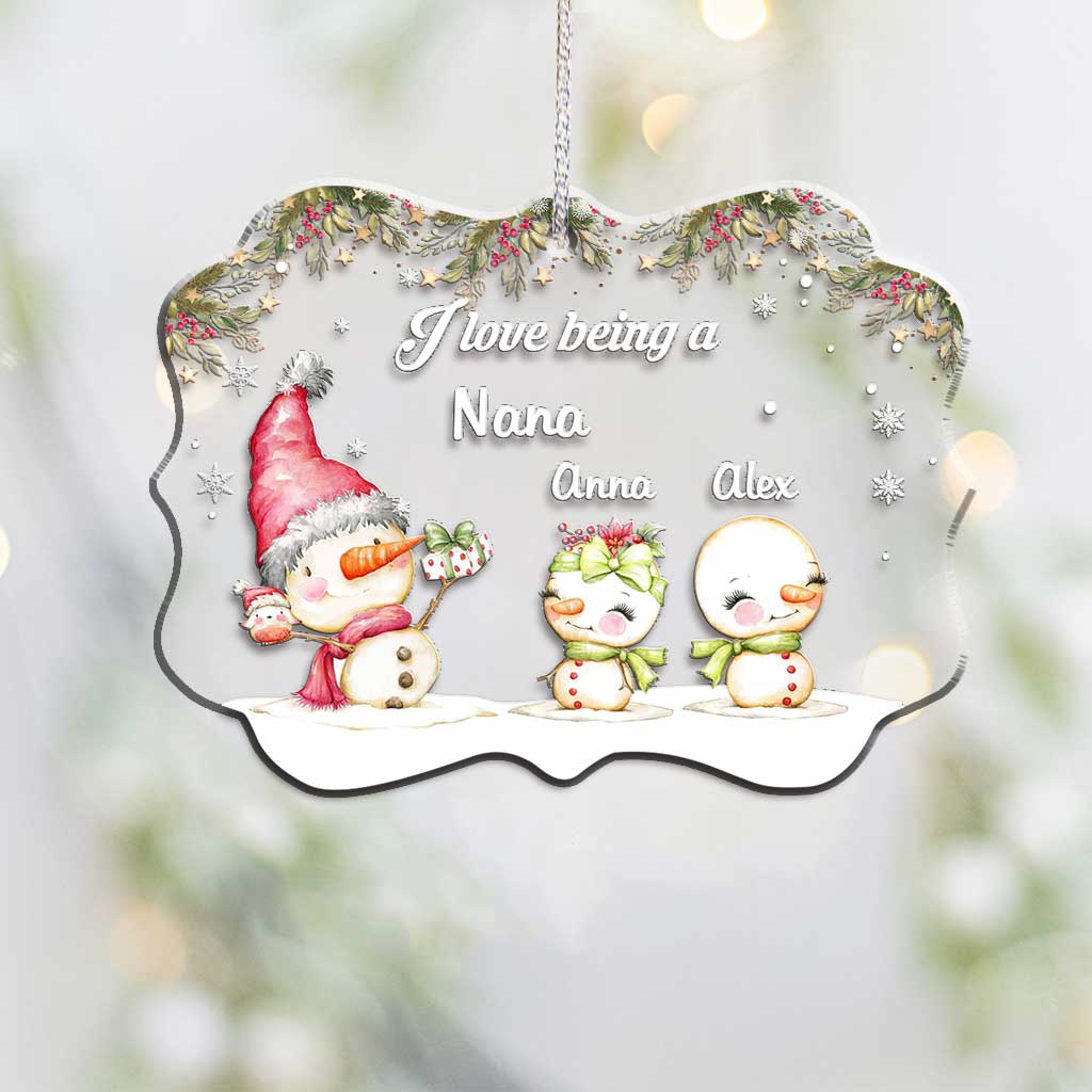Love Being A Grandma - Personalized Christmas Grandma Transparent Ornament