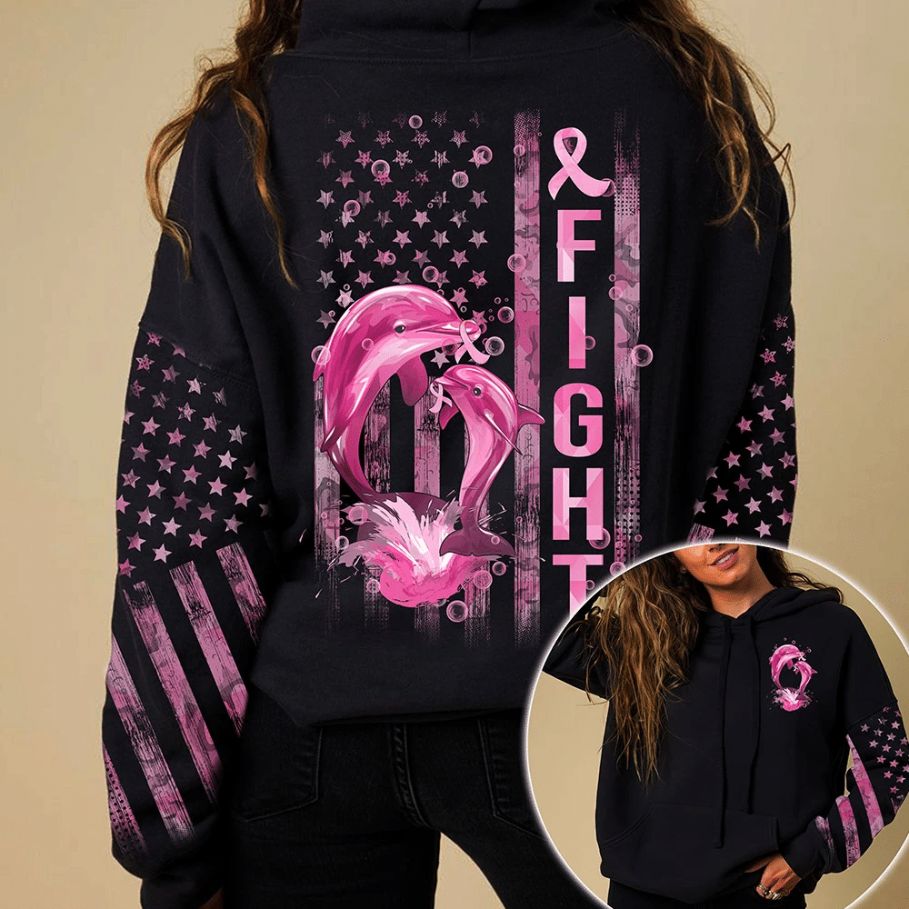 Fight Dolphin Flag - Breast Cancer Awareness All Over T-shirt and Hoodie 0822
