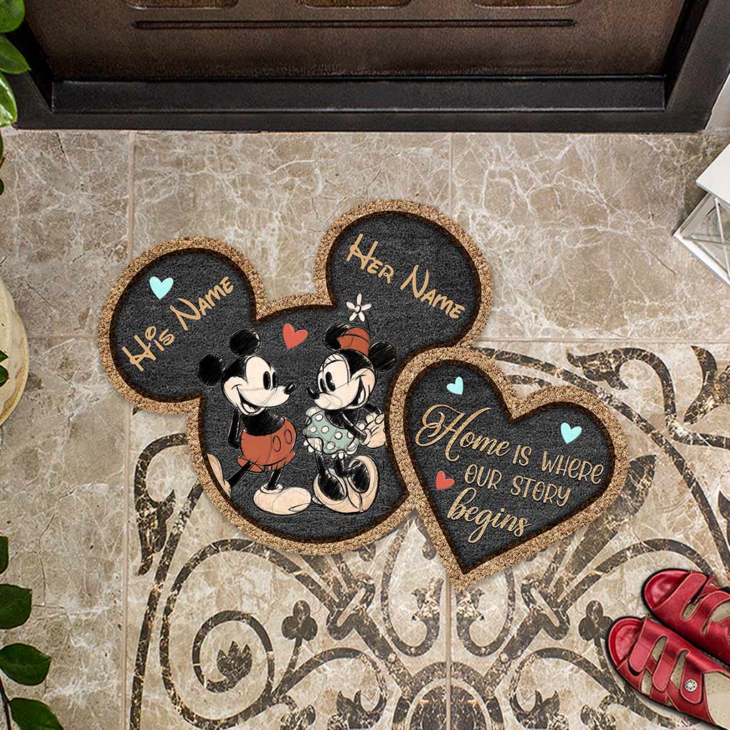 Still Happily Ever After - Personalized Couple Mouse Shaped Doormat