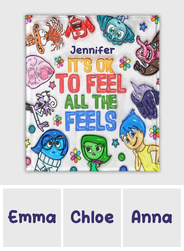 It's Ok To Feel All The Feels - Personalized Blanket