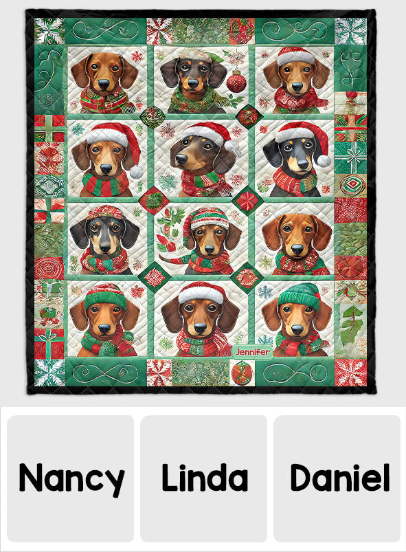 Beautiful Dachshunds Christmas - Personalized Dachshund Quilt