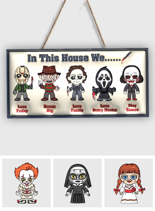 In This House - Personalized Custom Shaped Wood Sign