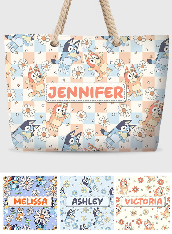 Floral Summer Pattern - Personalized Beach Bag