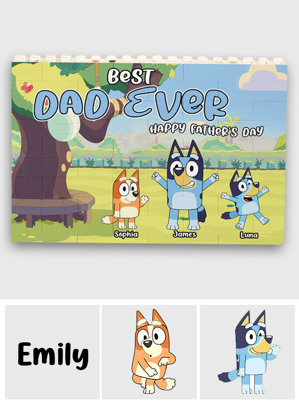 Best Dad Ever - Personalized Father One-sided Horizontal Rectangle Building Brick Blocks