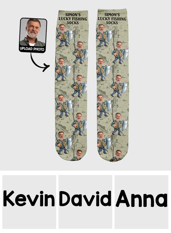 Funny Caricature Face - Personalized Fishing Socks