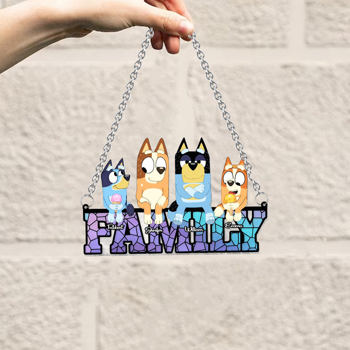 Family Forever - Personalized Family Window Hanging Suncatcher Ornament