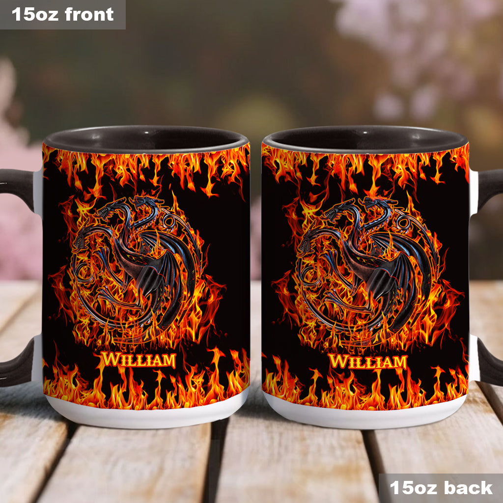 Fire And Blood - Personalized Thrones Game Accent Mug