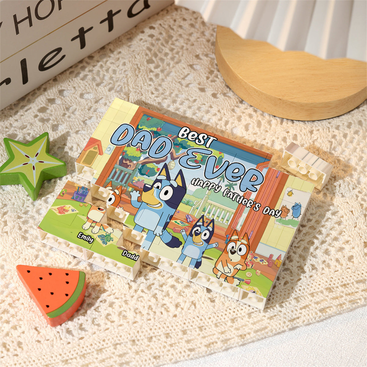 Best Dad Ever - Personalized Father One-sided Horizontal Rectangle Building Brick Blocks