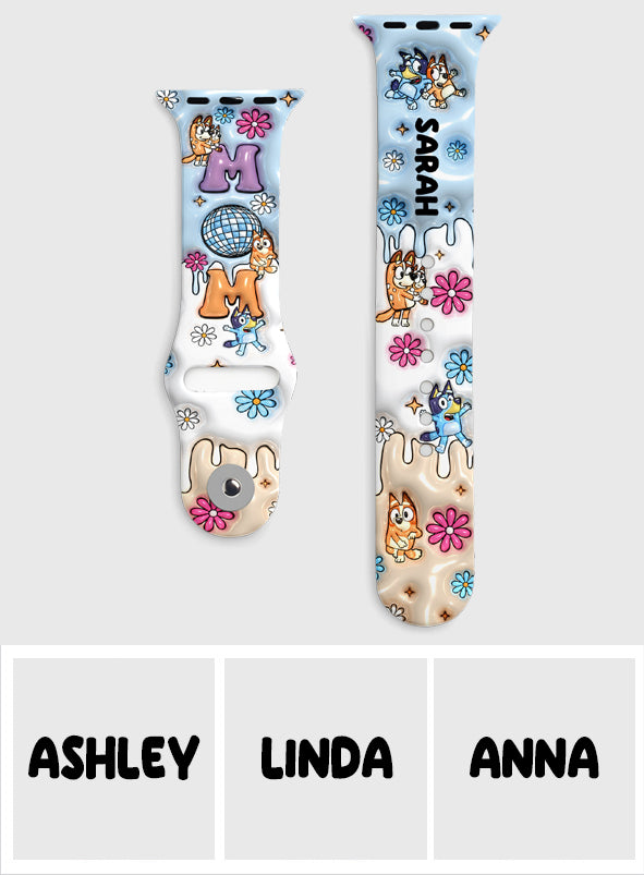 Mom Era Cute Blue Dog - Personalized Mother Apple Watch Band