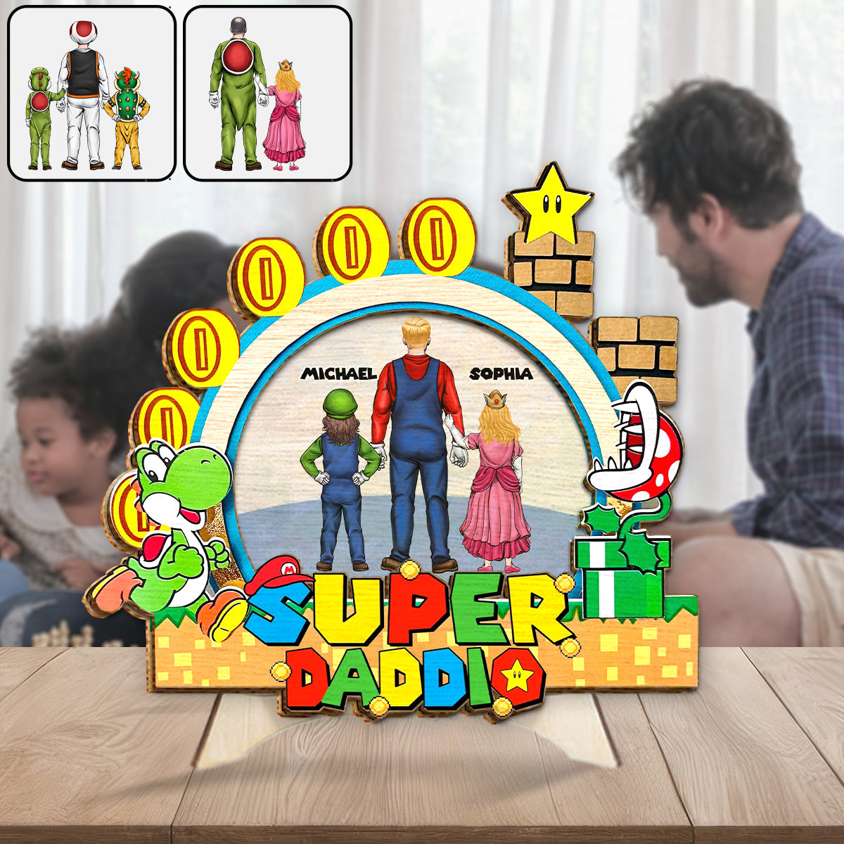 Super Daddio - Personalized Father 2 Layered Wood Sign / Wood Plaque