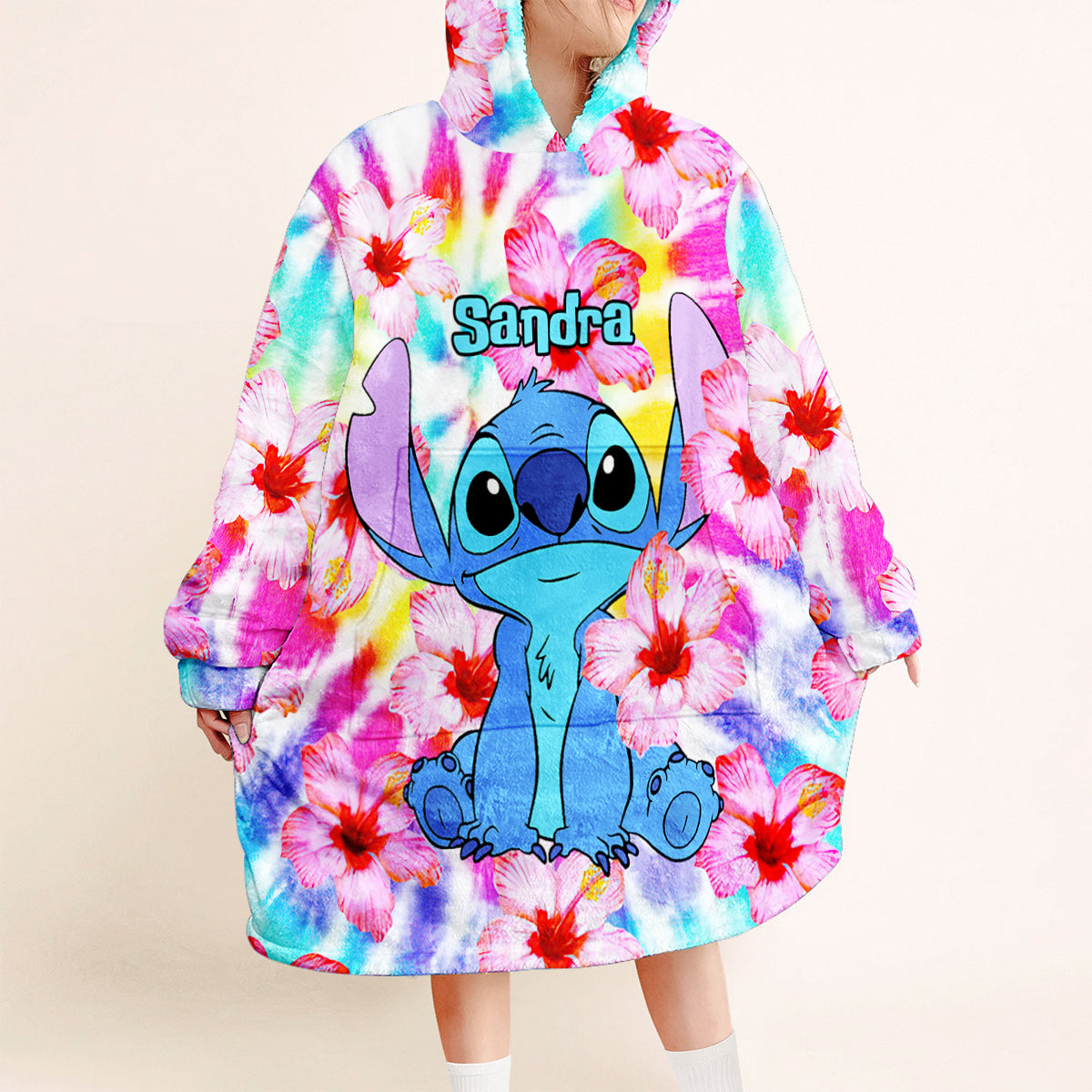 Stich Tie Dye - Personalized Ohana Blanket Hoodie