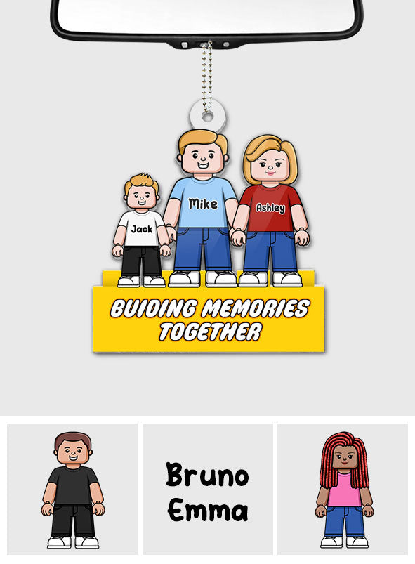 Buiding Memories Together - Personalized Family Custom Shaped Car Ornament