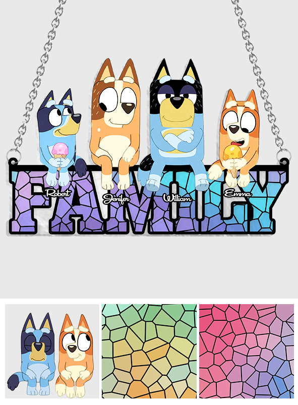 Family Forever - Personalized Family Window Hanging Suncatcher Ornament