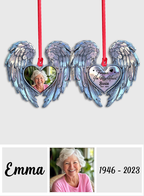 Forever In My Heart - Personalized Memorial Shaped Aluminium Ornament (Print On Both Side)