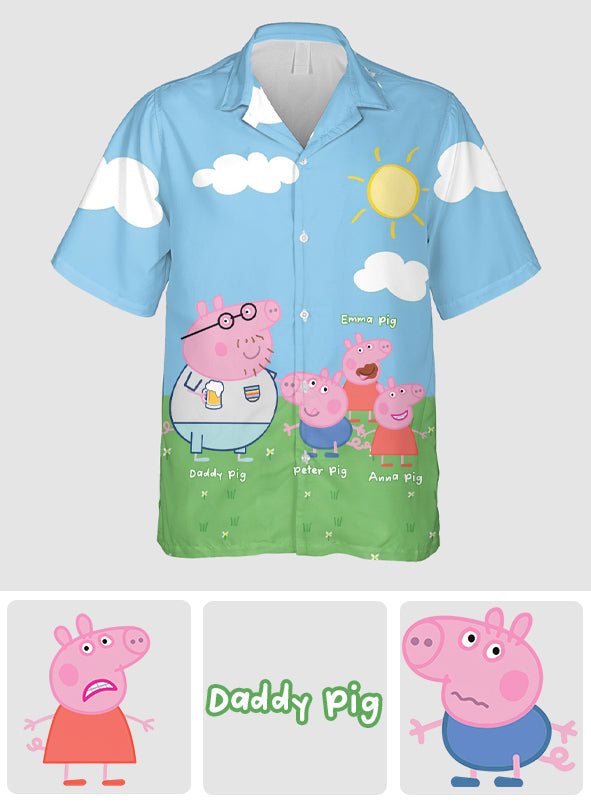 Daddy Pig - Personalized Pink Pig Hawaiian Shirt