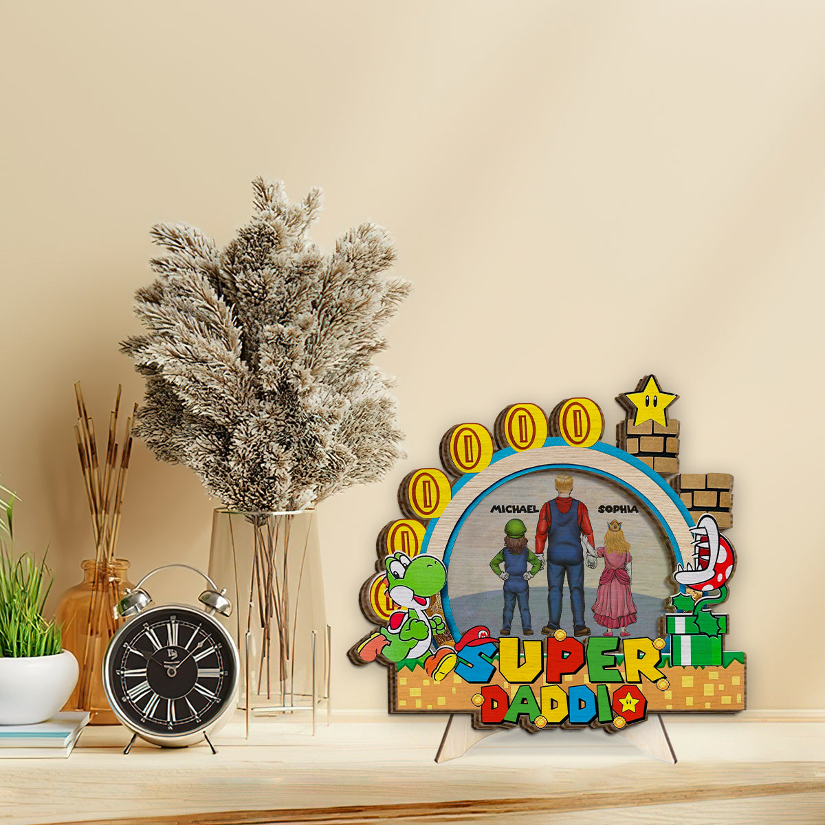Super Daddio - Personalized Father 2 Layered Wood Sign / Wood Plaque