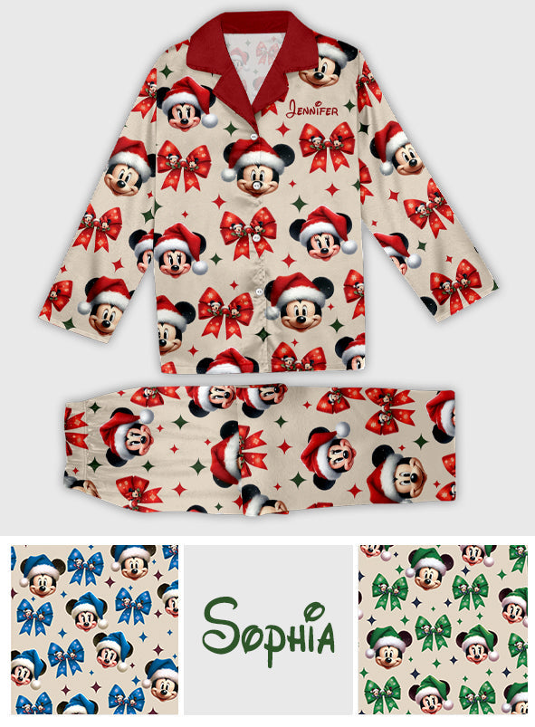 Cute Mouse Christmas Pajamas - Personalized Mouse Button Down Pajamas