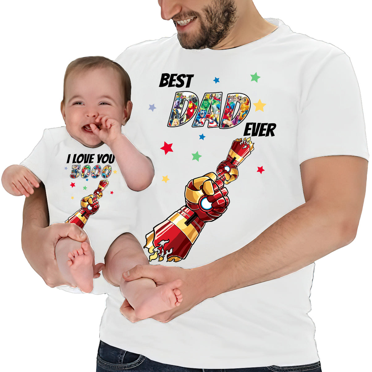 Best Dad Ever I Love You 3000 - Personalized Father T-shirt And Baby Onesie