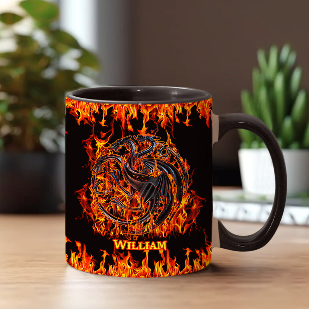 Fire And Blood - Personalized Thrones Game Accent Mug