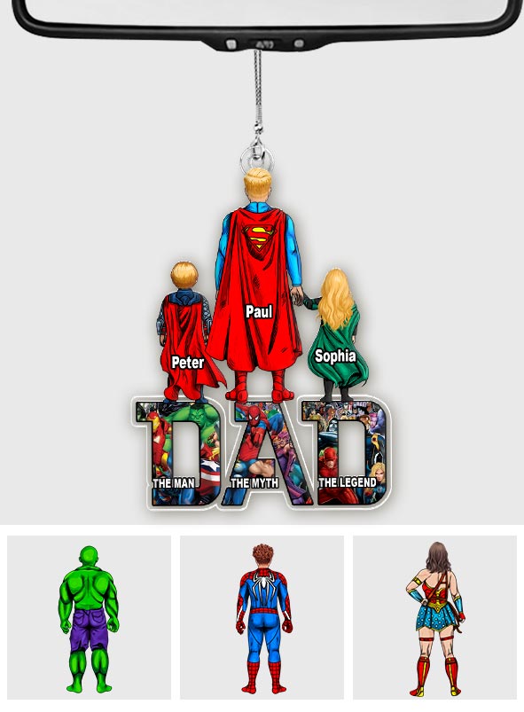 Super Dad - Personalized Father Custom Shaped Car Ornament