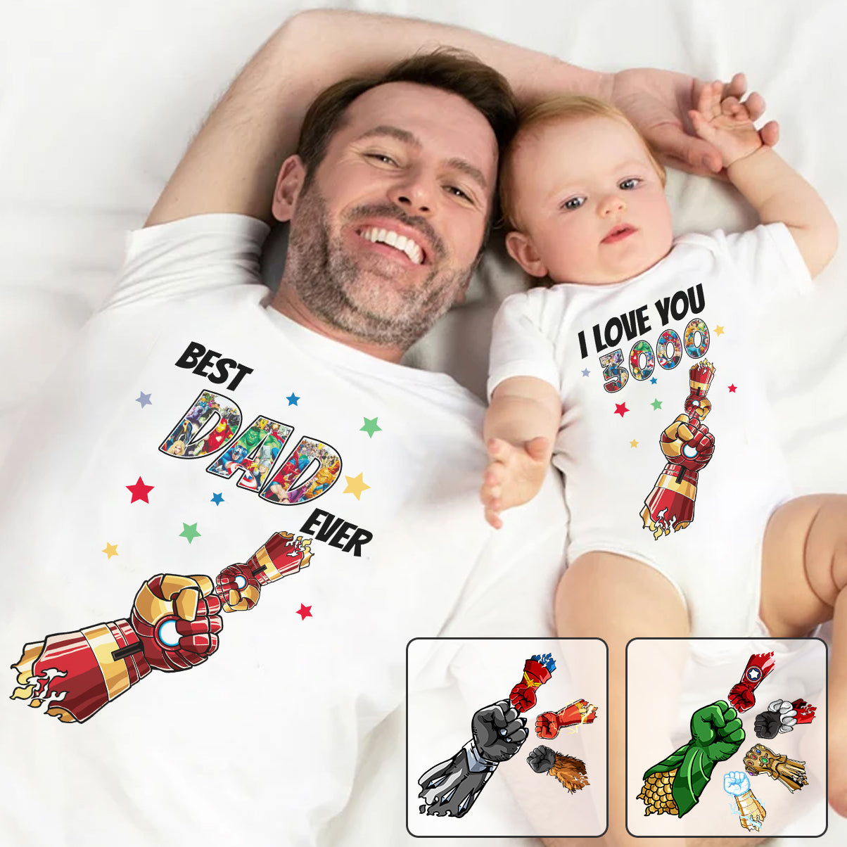 Best Dad Ever I Love You 3000 - Personalized Father T-shirt And Baby Onesie