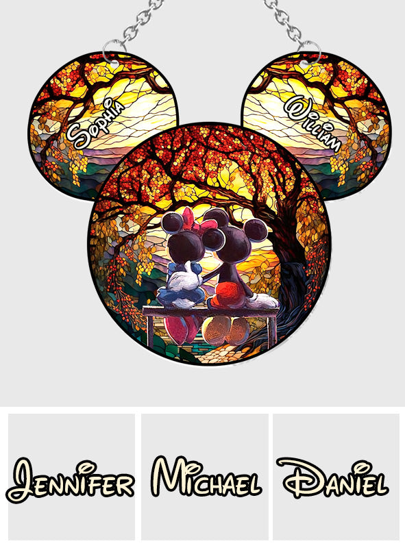 Romantic Mouse Couple - Personalized Mouse Window Hanging Suncatcher Ornament