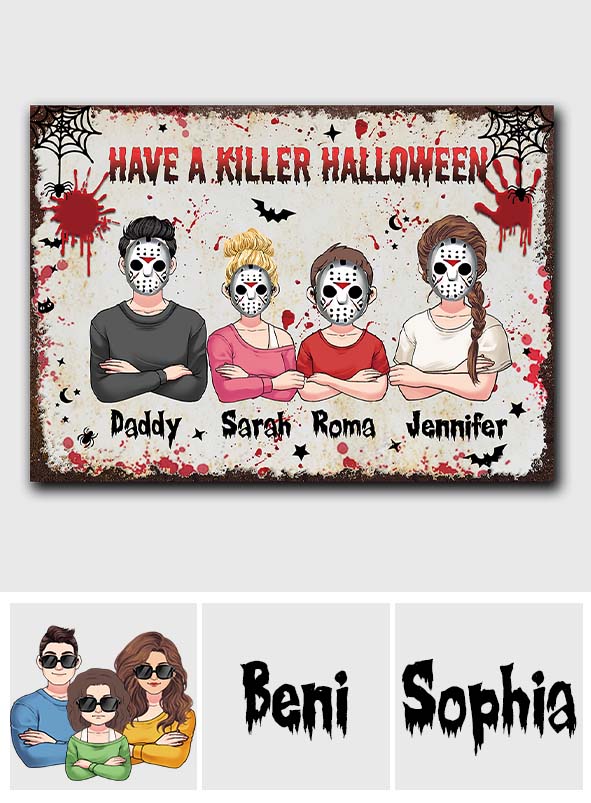 Halloween Horror Family - Personalized Family Rectangle Metal Sign