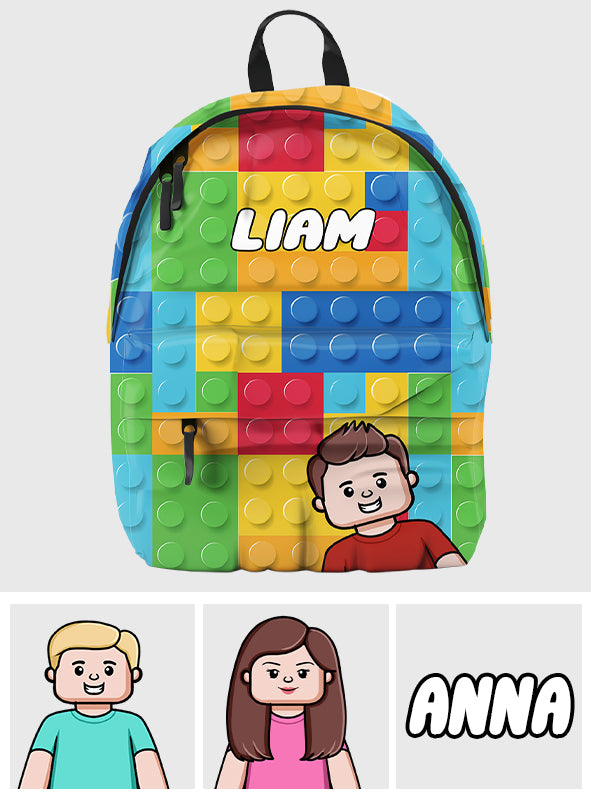 Colorful Puzzle Pieces - Personalized Kid Backpack