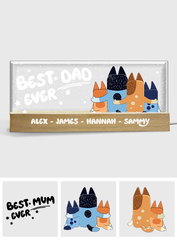 Best Dad Ever Cool Blue Dog - Personalized Father Custom LED Night Light