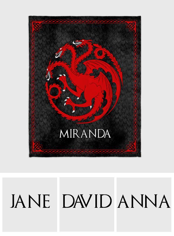 Team Black - Personalized Thrones Game Blanket