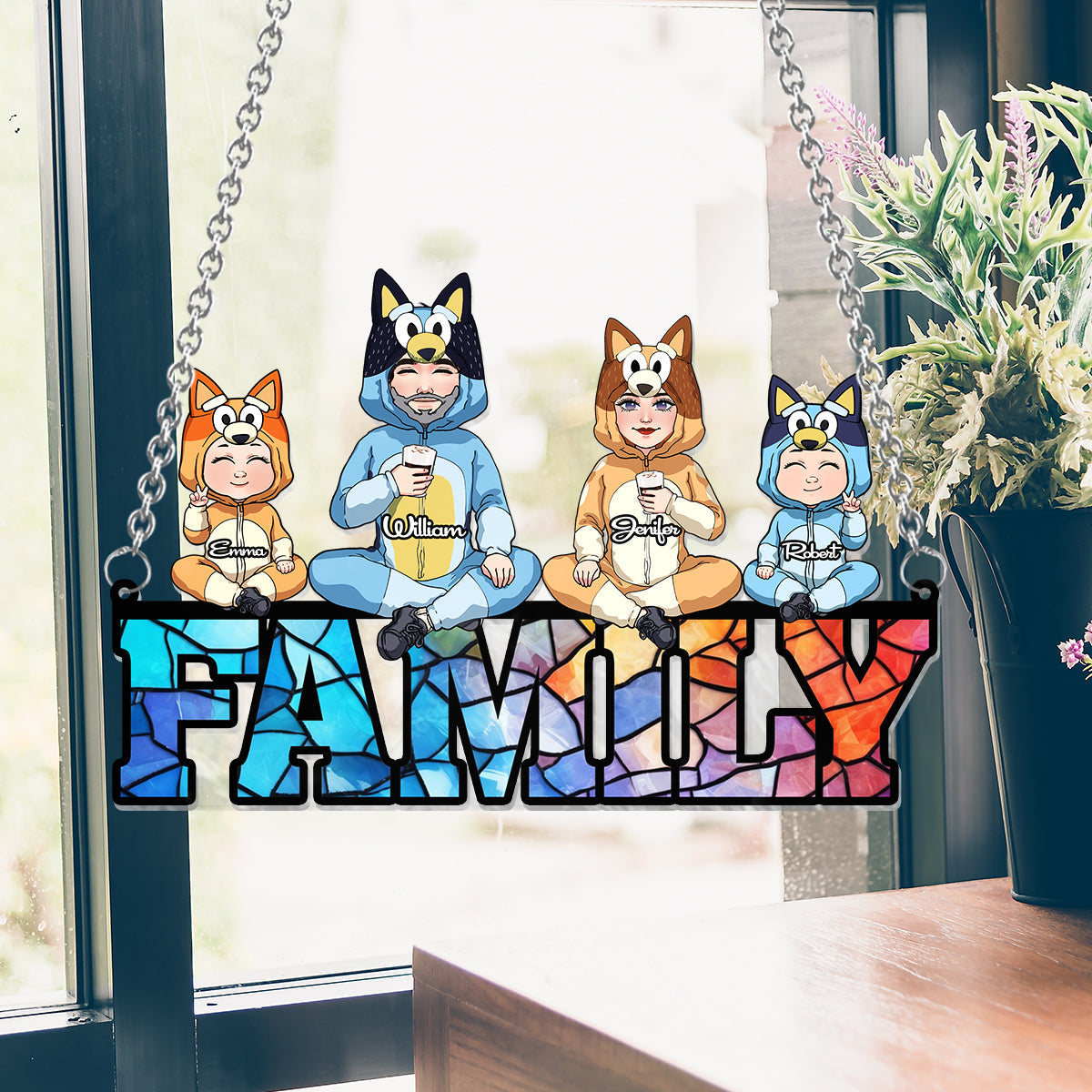 Cool Family - Personalized Family Window Hanging Suncatcher Ornament