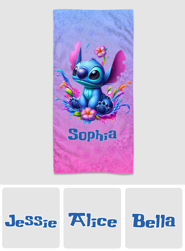Colorful Ohana - Personalized Ohana Beach Towel