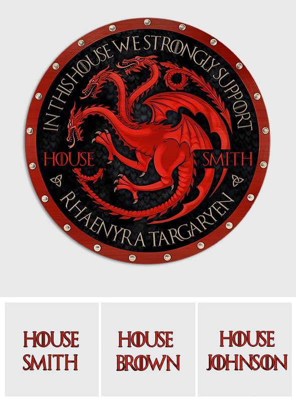 Team Black - Personalized Thrones Game Round Wood Sign