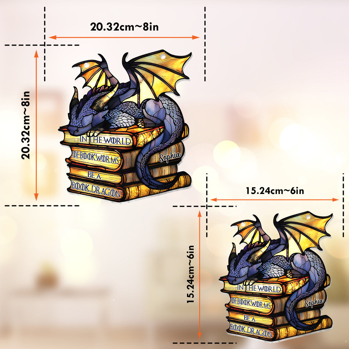 In The World Of Bookworms Be A Book Dragon - Personalized Book Window Hanging Suncatcher Ornament