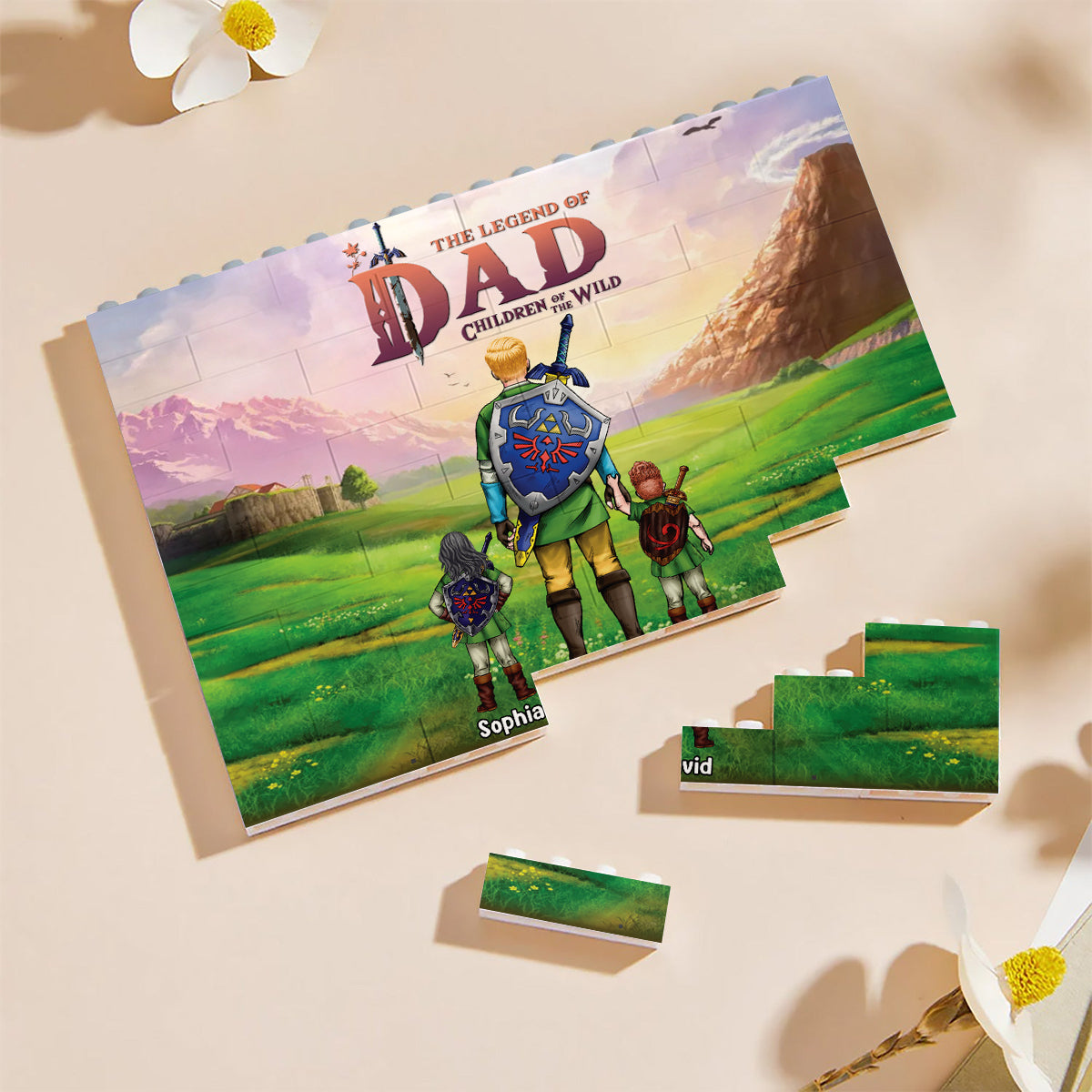 Best Dad Ever - Personalized The Hero's Legend One-sided Horizontal Rectangle Building Brick Blocks