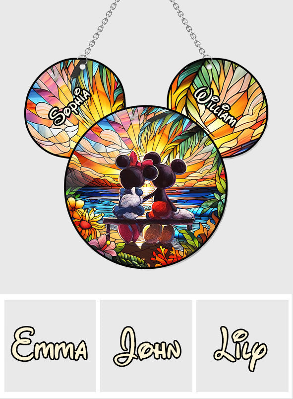 Romantic Sunset - Personalized Mouse Window Hanging Suncatcher Ornament