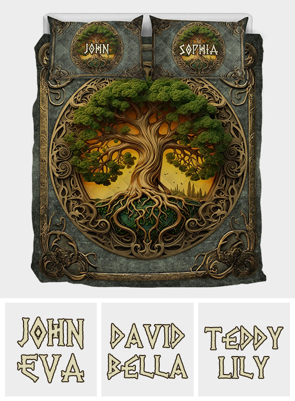 Tree Of Life Scandinavian Mythology Rustic Style - Personalized Irish Quilt Set