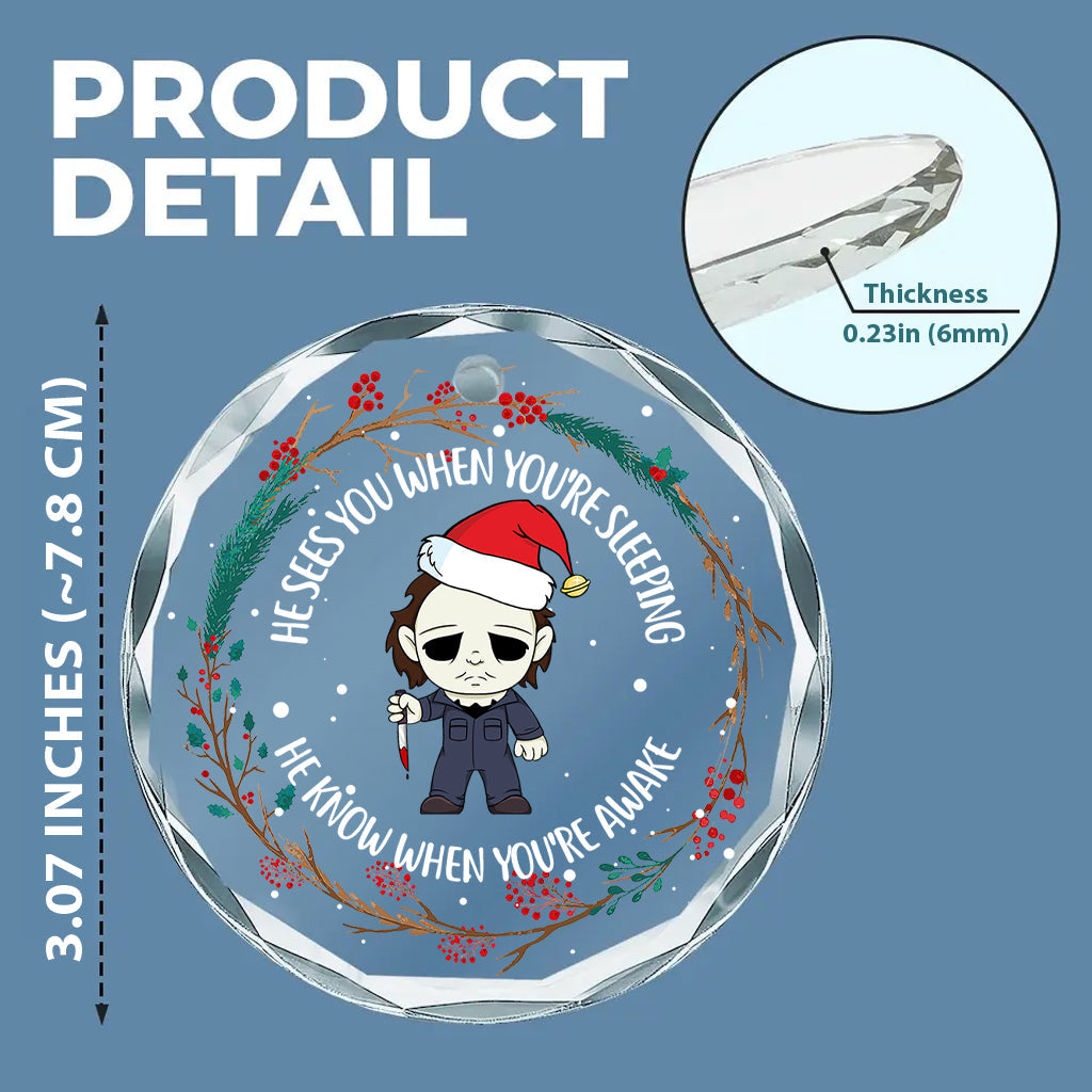 Horror Movies Characters Funny Christmas Ornament - Personalized Round Shaped Glass Ornament