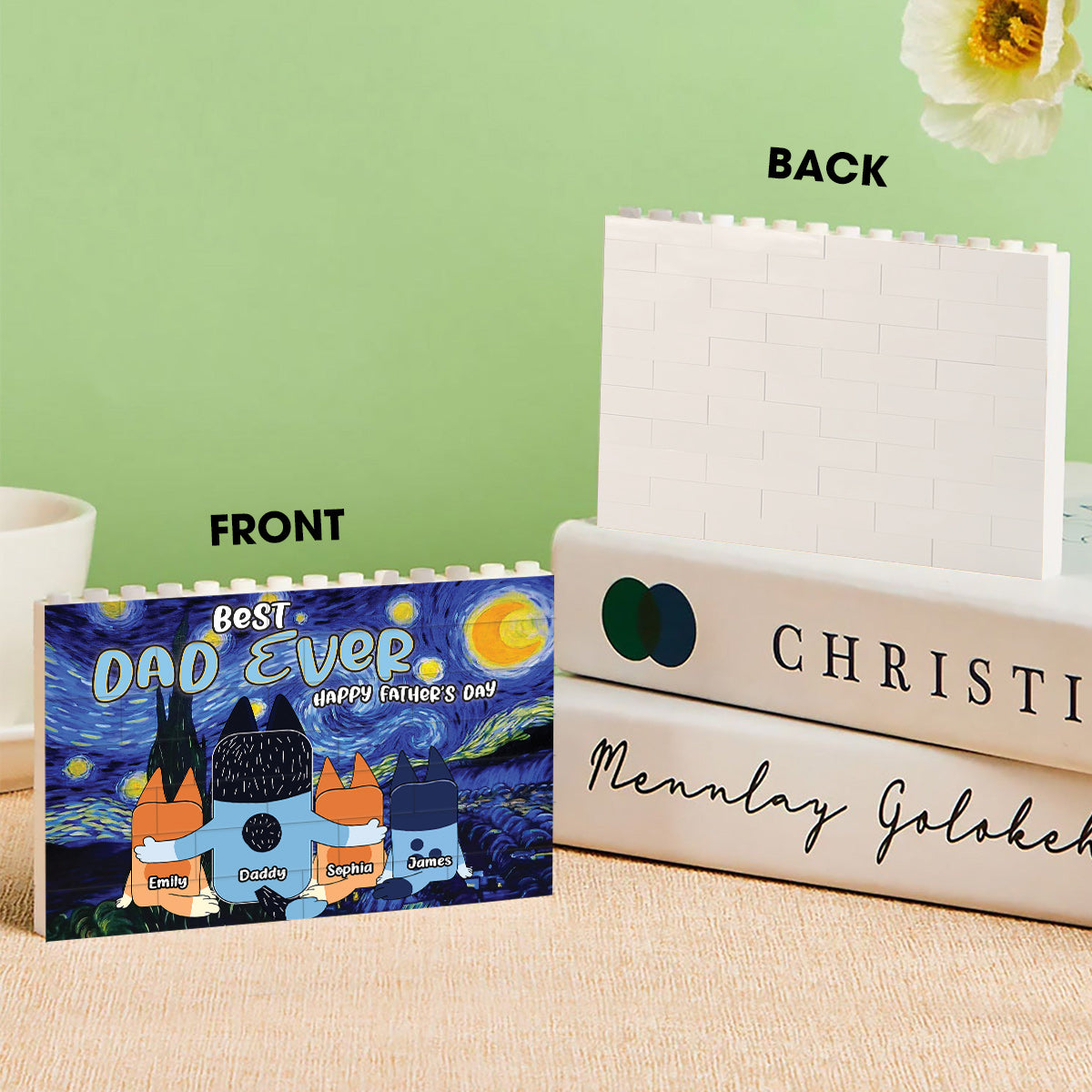 Best Dad Ever - Personalized Father One-sided Horizontal Rectangle Building Brick Blocks